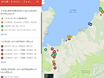 タウポマス釣り日本語マップ