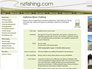 nzfishing.comのエグリントンリバーの詳細ページ