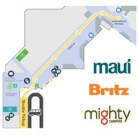 クライストチャーチ空港マウイ,ブリッツ,マイティー・シャトル待ち合わせ場所マップ
