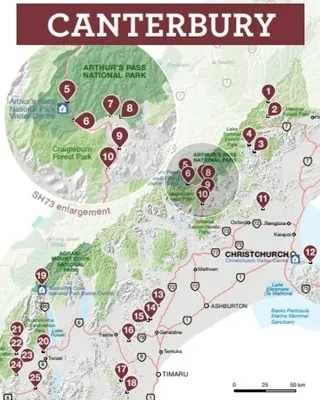 アーサーズパス、マウントクック、トゥワイゼルのDOCキャンプサイト一覧PDF