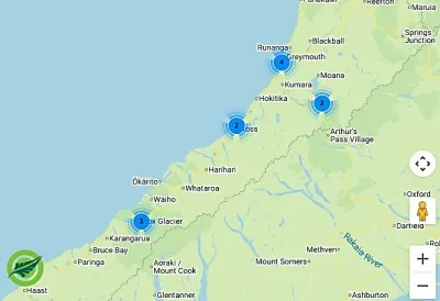 フランツジョセフ、ホキティカ、西海岸のホリデーパーク一覧