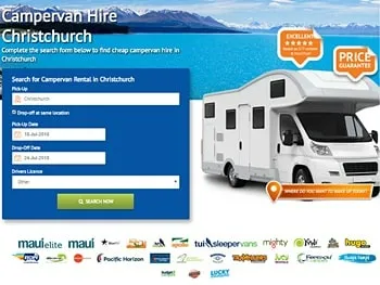 クライストチャーチ空港からキャンピングカーレンタル検索